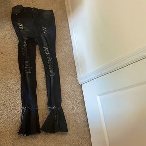 Ripped flare jeans